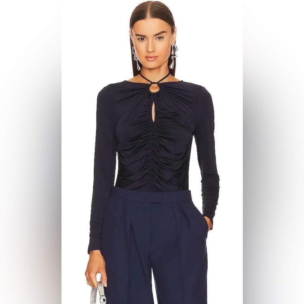 NWOT Veronica Beard Navy Ruched Blouse 8